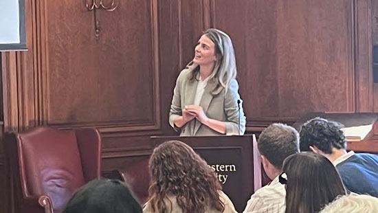 History Department Honors Thesis student at podium in Harris 108